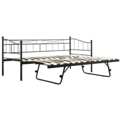Cadre de Lit Gigogne en Métal Skutskär Noir 90x200cm en.casa