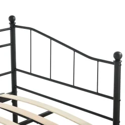 Cadre de Lit Gigogne en Métal Skutskär Noir 90x200cm en.casa