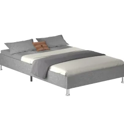 Cadre de lit gris, 140x190 cm, rembourré 31 cm