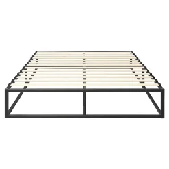 Cadre de Lit Kreta Métallique avec Sommier à Lattes 160x200 cm Noir en.casa