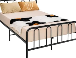 Cadre de Lit Métallique 5H cm Châssis de Lit de Taille Complète Style élégante et Minimaliste Charge 300 KG