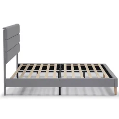 Cadre de lit plateforme Aroma capitonné 30 cm, 150x190 cm, Gris clair