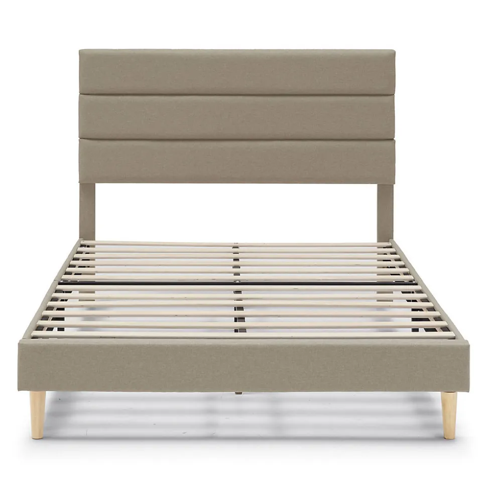 Cadre de lit plateforme Aroma capitonné 30 cm, 150x190 cm, Beige