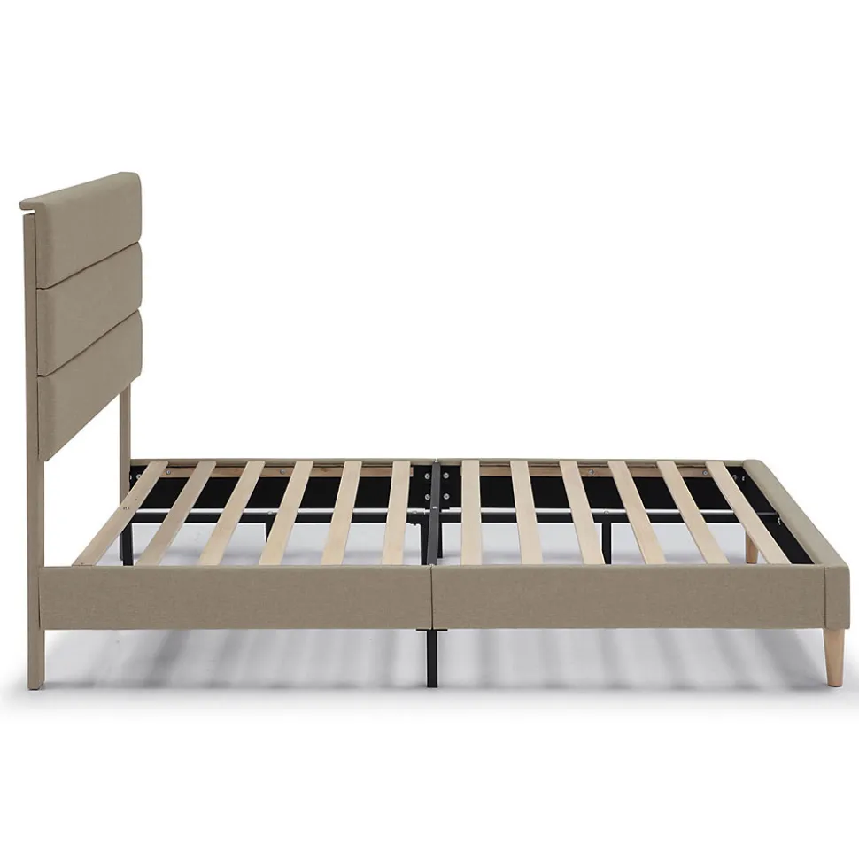 Cadre de lit plateforme Aroma capitonné 30 cm, 150x190 cm, Beige
