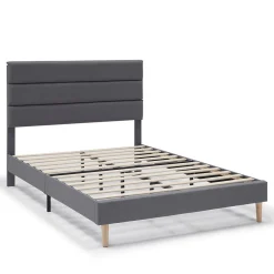 Cadre de lit plateforme Aroma capitonné 30 cm, 90x190 cm, Gris foncé