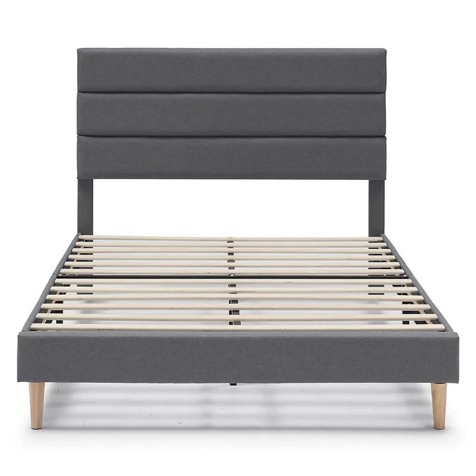 Cadre de lit plateforme Aroma capitonné 30 cm, 90x190 cm, Gris foncé