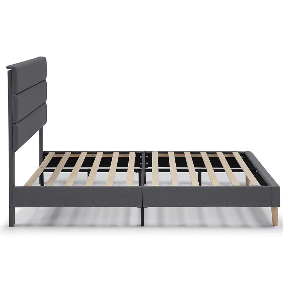 Cadre de lit plateforme Aroma capitonné 30 cm, 90x190 cm, Gris foncé