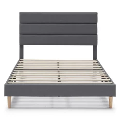 Cadre de lit plateforme Aroma capitonné 30 cm, 150x190 cm, Gris foncé