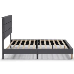 Cadre de lit plateforme Aroma capitonné 30 cm, 150x190 cm, Gris foncé