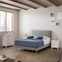 Cadre de lit rembourré Lauren 30 cm, 90 x 190 cm, Gris clair