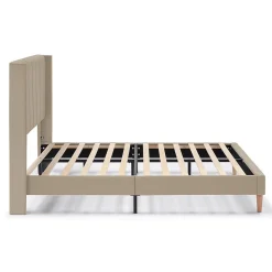 Cadre de lit rembourré Noelia 30 cm, 90x190 cm, Beige