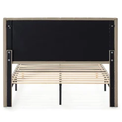 Cadre de lit rembourré Noelia 30 cm, 90x190 cm, Beige