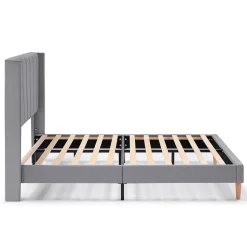 Cadre de lit rembourré Noelia 30 cm, 150x190 cm, Gris foncé