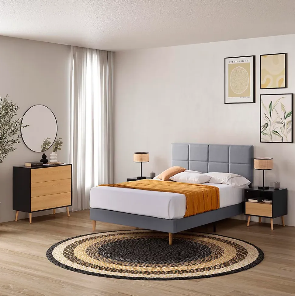 Cadre de lit rembourré Silvi 30 cm, 140x190 cm, Gris foncé