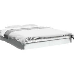 Cadre de lit sans matelas blanc 160x200 cm bois d ingénierie