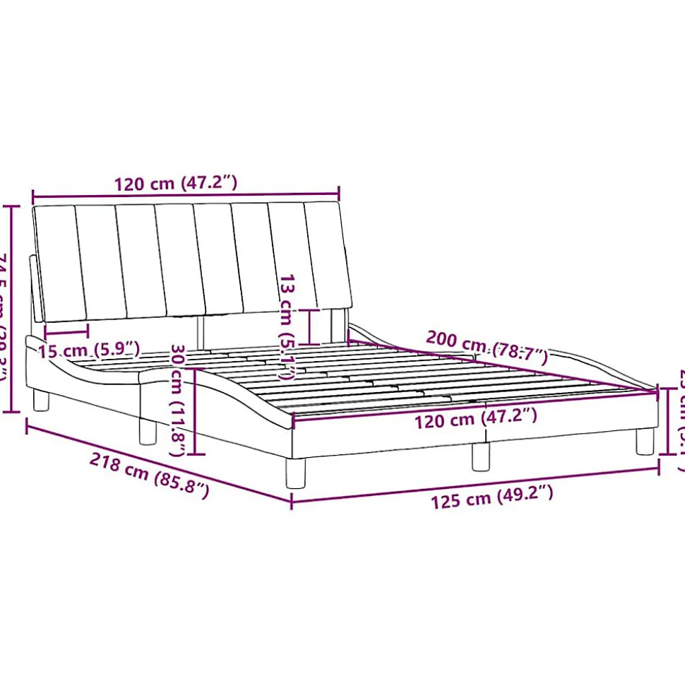 Cadre de lit sans matelas Hanko gris clair 120x200 cm tissu vidaXL