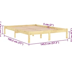 Cadre de lit sans matelas bois massif 140x190 cm