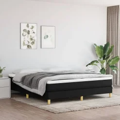 Cadre de lit sans matelas noir 180x200 cm tissu