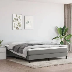 Cadre de lit sans matelas gris foncé 160x200 cm tissu