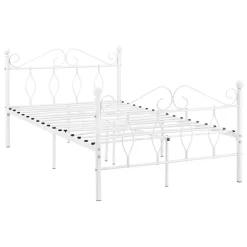 Cadre de Lit Simple Apolda en Métal 120 x 200 cm Blanc Mat en.casa