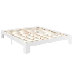 Cadre de Lit Simple en Pin 120 x 200 cm Blanc en.casa