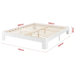 Cadre de Lit Simple en Pin 120 x 200 cm Blanc en.casa