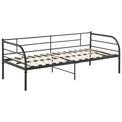 Cadre de Lit Simple Falun Acier Laqué 90 x 200 cm Noir Mat en.casa