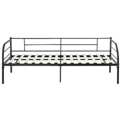 Cadre de Lit Simple Falun Acier Laqué 90 x 200 cm Noir Mat en.casa