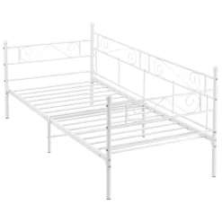 Cadre de Lit Simple Kerava en Métal 90x200 cm Blanc Mat en.casa