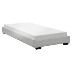 Cadre de Lit Simple Masari Rembourré avec Similicuir Blanc 200 x 90 cm Corium