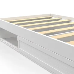Cadre de lit simple SALEM avec rangement et sommier 90 x 190 CM blanc
