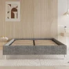 Cadre de lit 140x190cm, Plateforme capitonné 31 cm Sommier,8 Pieds