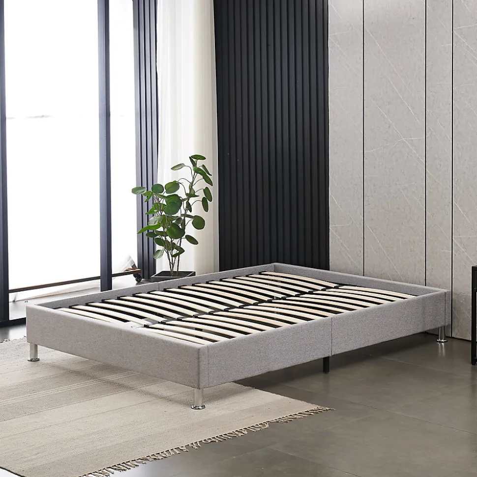 Cadre de lit 160x200cm, Plateforme capitonné 31 cm Sommier,8 Pieds