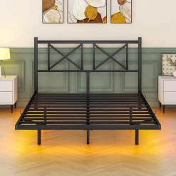 Cadre lit double LED 140x200 cm, tête de lit, suspendu, montage facile