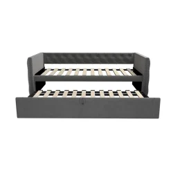 Canapé 3 places convertible 140x190 cm, couchage d'appoint en tissu, design contemporain et fonctionnel