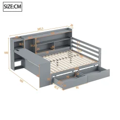 Canapé 3 places convertible 200x90x85 cm avec coffre de rangement en tissu, dossier réglable et design contemporain