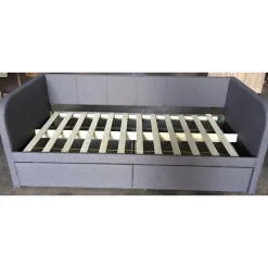 Canapé lit ZITO 90x200 cm coloris gris avec deux tiroirs et sommier inclus
