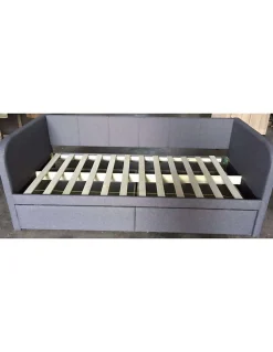 Canapé lit ZITO 90x200 cm coloris gris avec deux tiroirs et sommier inclus