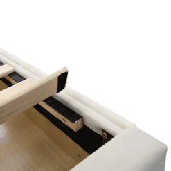 Canapé 90x200 cm avec 2 grands tiroirs revetement velours beige design mid century et structure MDF