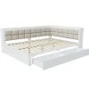 Canape lit bois 140 x 200 cm lit multifonction dossier doux grand tiroir rangement lit simple junior pin massif blanc