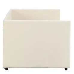 Canapé-lit 90/180 X 200 Cm, Lit De Jour Extensible Avec Sommier à Lattes, Canapé 2 Places, Beige