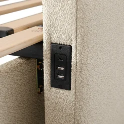 Canapé-lit capitonné 90x190cm - lit gigogne - 2 tiroirs - port USB - tissu chenille - beige (matelas non inclus)