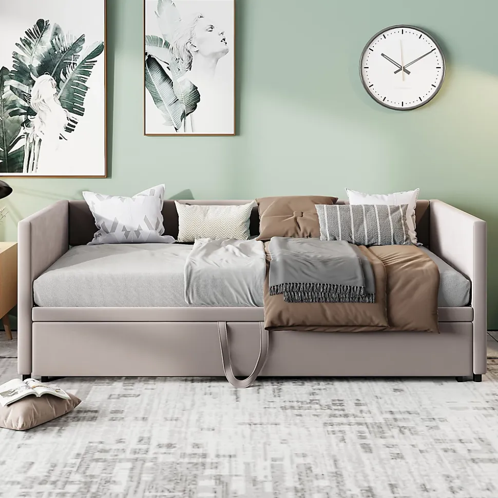 Canapé-lit Extensible 90/180 X 200 Cm Avec Sommier à Lattes,canapé Lit 2 Places,velours, Gris