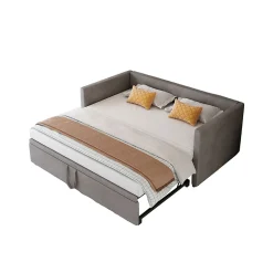 Canapé-lit extensible 90/180 x 200 cm avec sommier à lattes,canapé lit 2 places,velours, gris