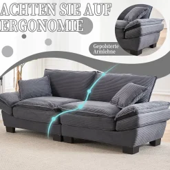 Canapé-lit pliant 2 places Gris foncé, design moderne, matelas intégré, idéal pour salon et bureau