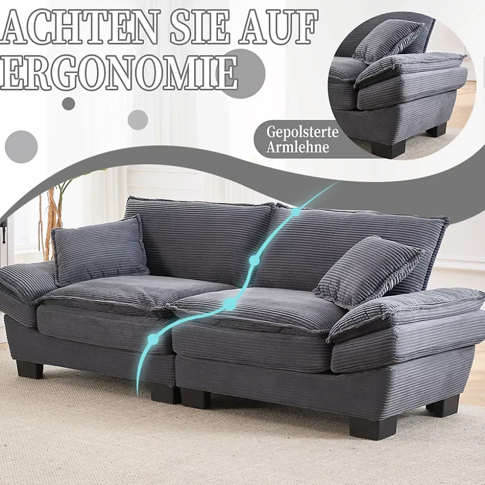 Canapé-lit pliant 2 places Gris foncé, design moderne, matelas intégré, idéal pour salon et bureau