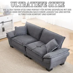 Canapé-lit pliant 2 places Gris foncé, design moderne, matelas intégré, idéal pour salon et bureau