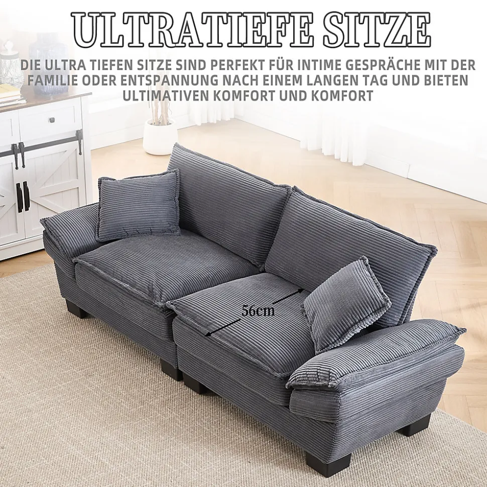 Canapé-lit pliant 2 places Gris foncé, design moderne, matelas intégré, idéal pour salon et bureau