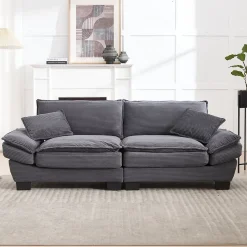 Canapé-lit pliant 2 places Gris foncé, design moderne, matelas intégré, idéal pour salon et bureau