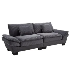 Canapé-lit pliant 2 places Gris foncé, design moderne, matelas intégré, idéal pour salon et bureau